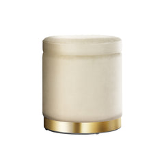 Artiss Ottoman Storage Foot Stool Round Velvet Cream