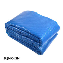 Aquabuddy Pool Cover 500 Micron 8.5x4.2m Silver Swimming Pool Solar Blanket 5.5m Blue Roller