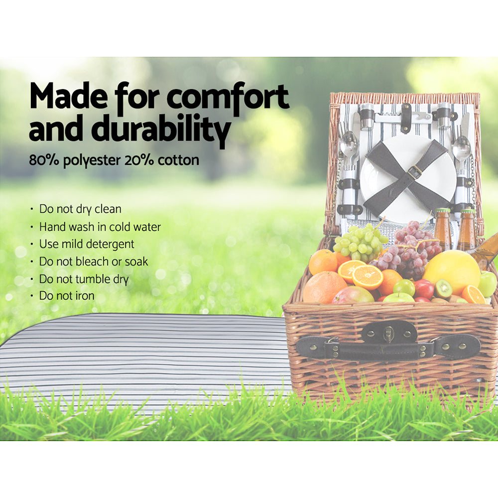 Alfresco� 2 Person Picnic Basket Set Vintage Outdoor Baskets Insulated Blanket