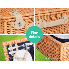 Alfresco 4 Person Picnic Basket Set Insulated Blanket