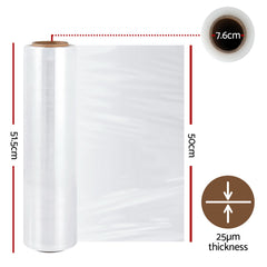 500mm x 400m Stretch Film Pallet Shrink Wrap 6 Rolls Package Use Plastic Clear