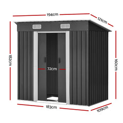 Giantz Garden Shed 1.94x1.21M w/Metal Base Sheds Outdoor Storage Tool Steel House Sliding Door