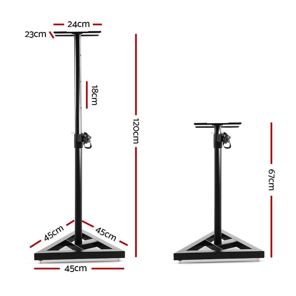 Set of 2 120CM Surround Sound Speaker Stand - Black