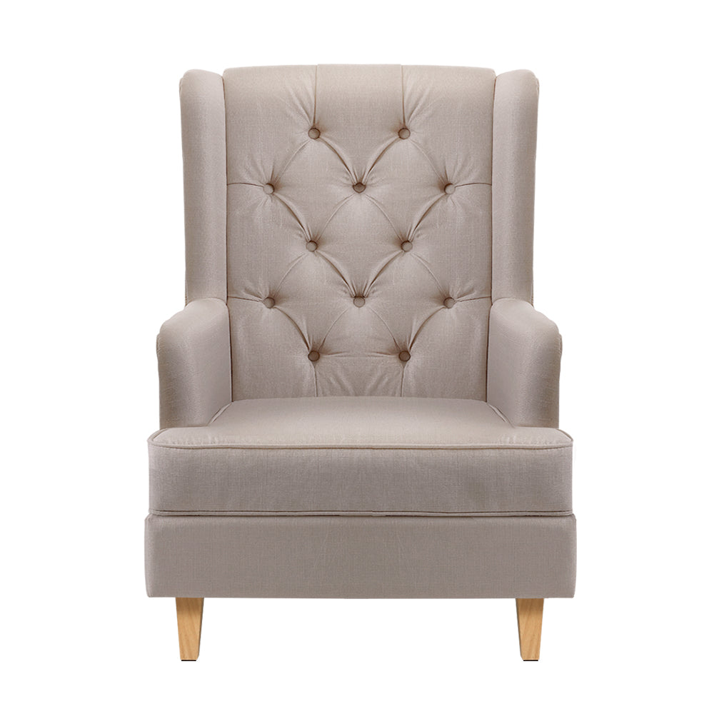 Artiss Rocking Chair Armchair Linen Fabric Beige Gaia