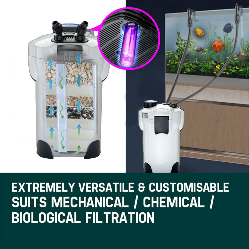 PROTEGE Aquarium External Canister Filter Aqua Fish Tank Multi Stage Pond Pump UV Light