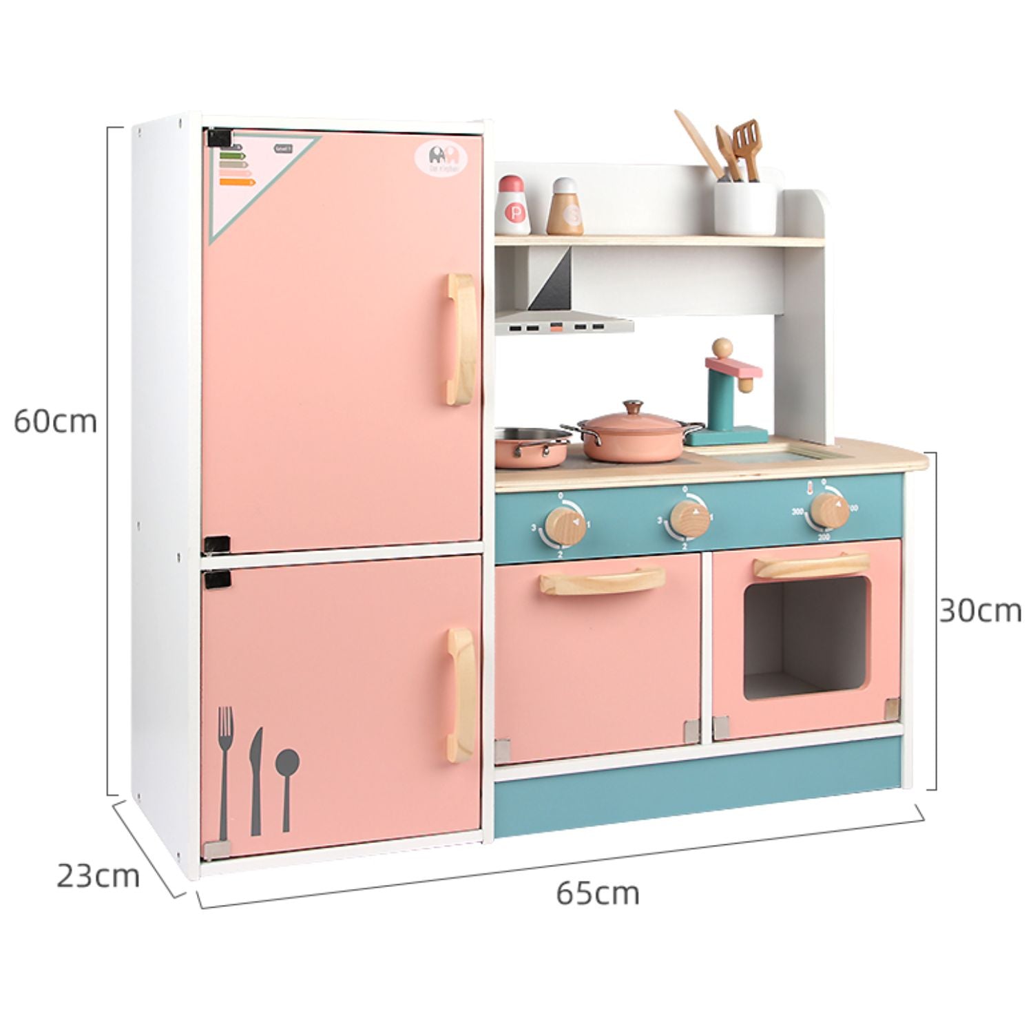 EKKIO Wooden Kitchen Playset for Kids (Refrigerator Kitchen Set) EK-KP-105-MS