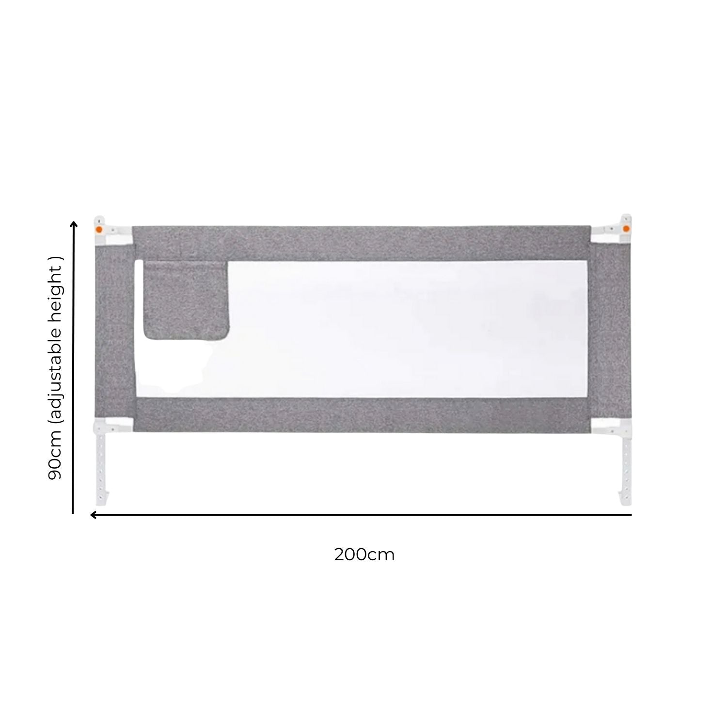 GOMINIMO 90CM Height Adjustable Folding Kids Safety Bed Rail (200X90CM Single Side 1 PCS, Grey)