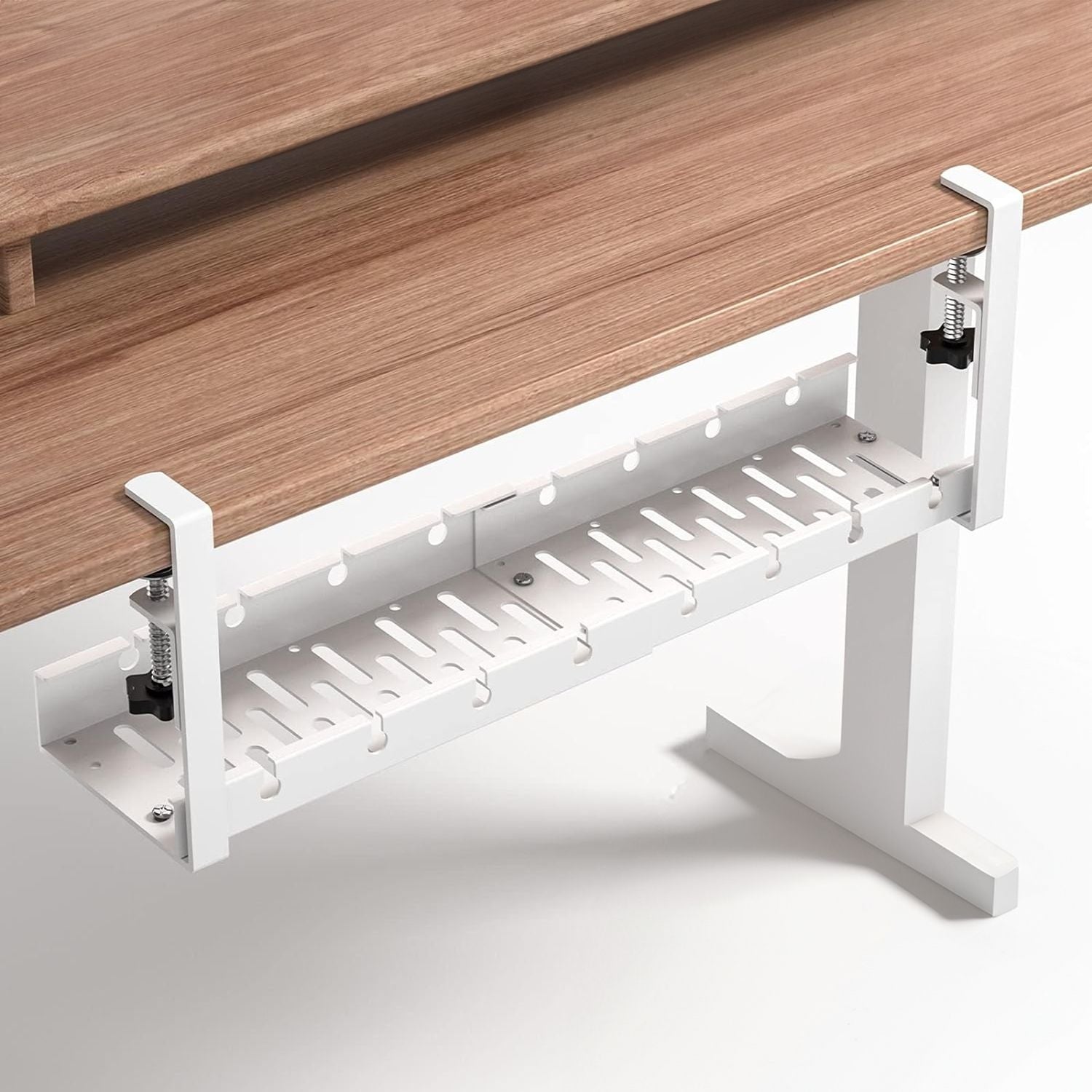 GOMINIMO Retractable Cable Management Tray- No Drilling Type (White) GO-CMT-103-KX