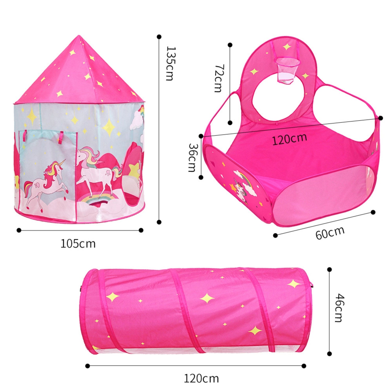 GOMINIMO 3 in 1 Unicorn Style Kids Play Tent (Pink) GO-KT-112-LK