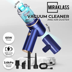 MIRAKLASS 45000RPM 7.4V Rechargeable Cordless Air Duster and Car Vacuum Cleaner (Navy Blue) MK-AD-105-YE