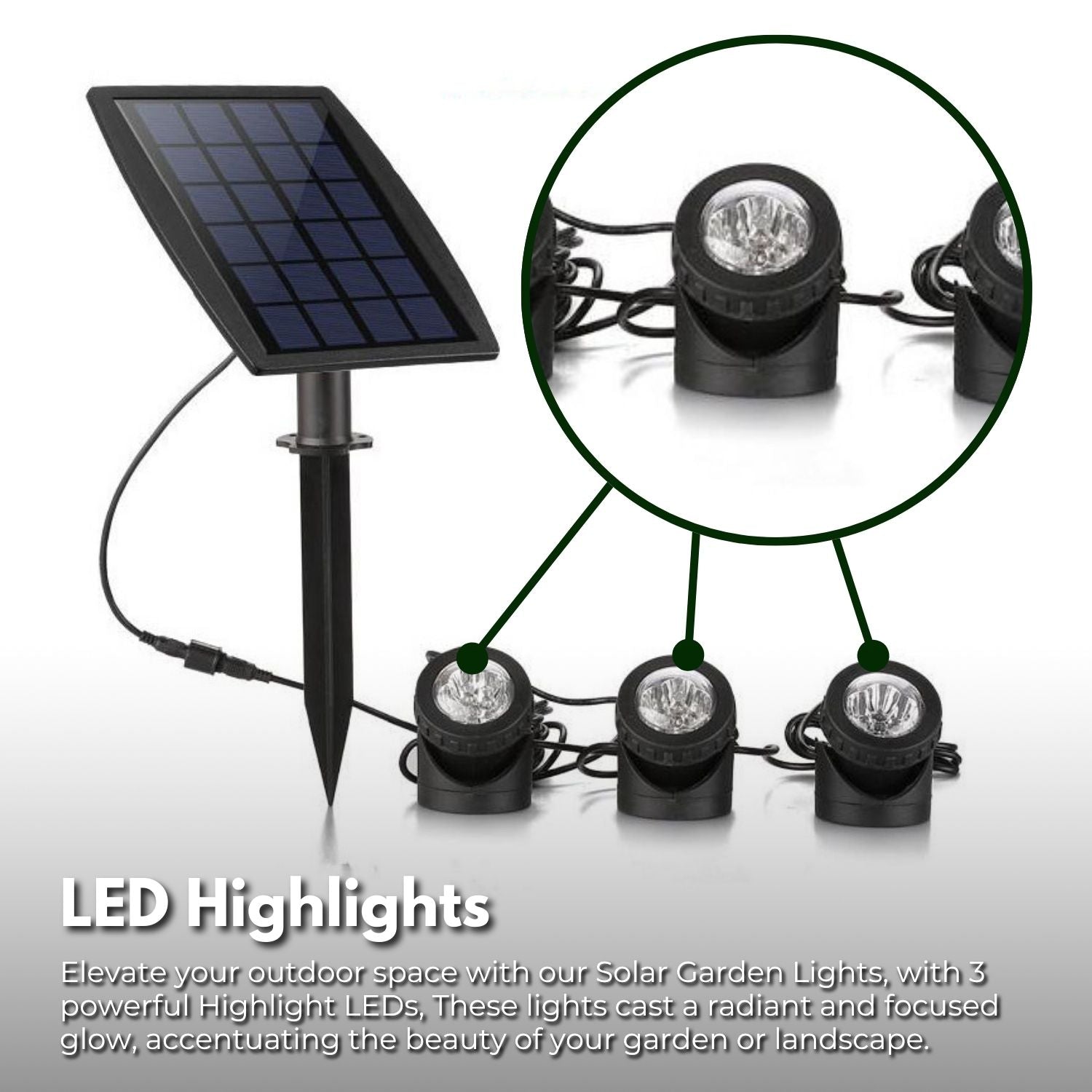 NOVEDEN Solar Garden Lights with 3 Set LED Spotlights (Warm White) NE-SL-105-HK
