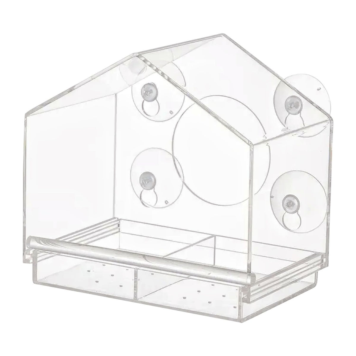 NOVEDEN Window Bird Feeder with Removable Tray Drain Holes and 4 Suction Cups (Transparent) NE-WBF-100-HSXY