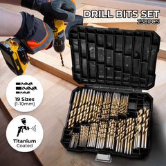 RYNOMATE 230 pcs Drill Bits Set with Black Plastic Case (Gold) RNM-DBS-100-CF