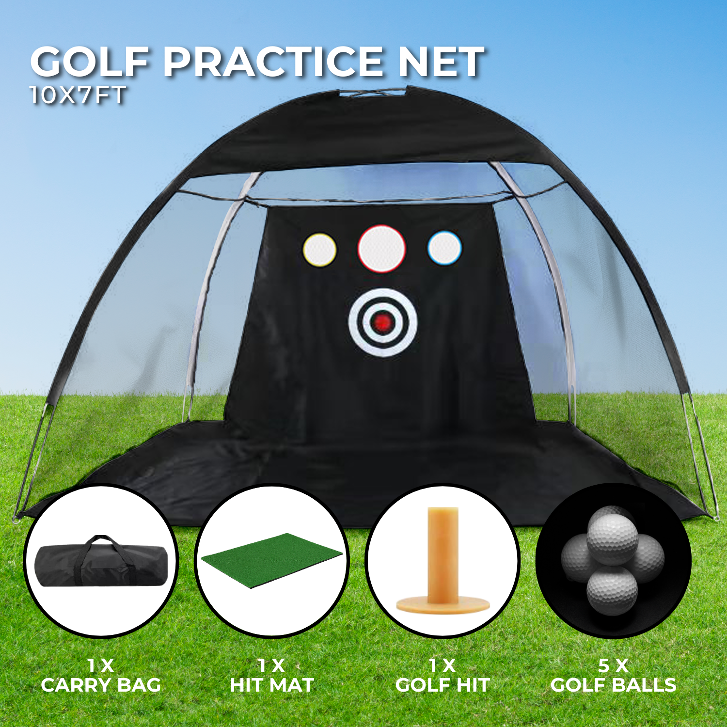 VERPEAK 5-in-1 Golf Practice Net (Black) VP-GM-101-JTN
