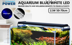 11W Set 2 Aquarium Blue White LED Light for Tank 50-70cm