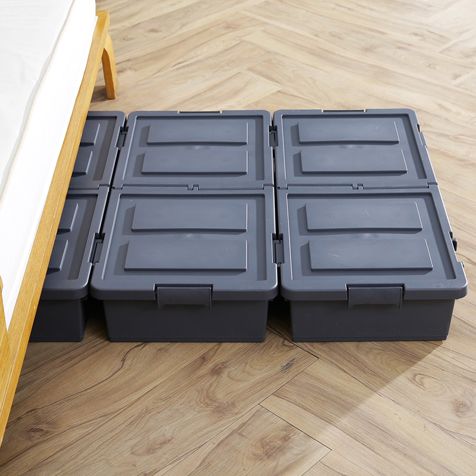 2X Under-bed Storage Train Wheel Container 38L with Lid - DARK GREY