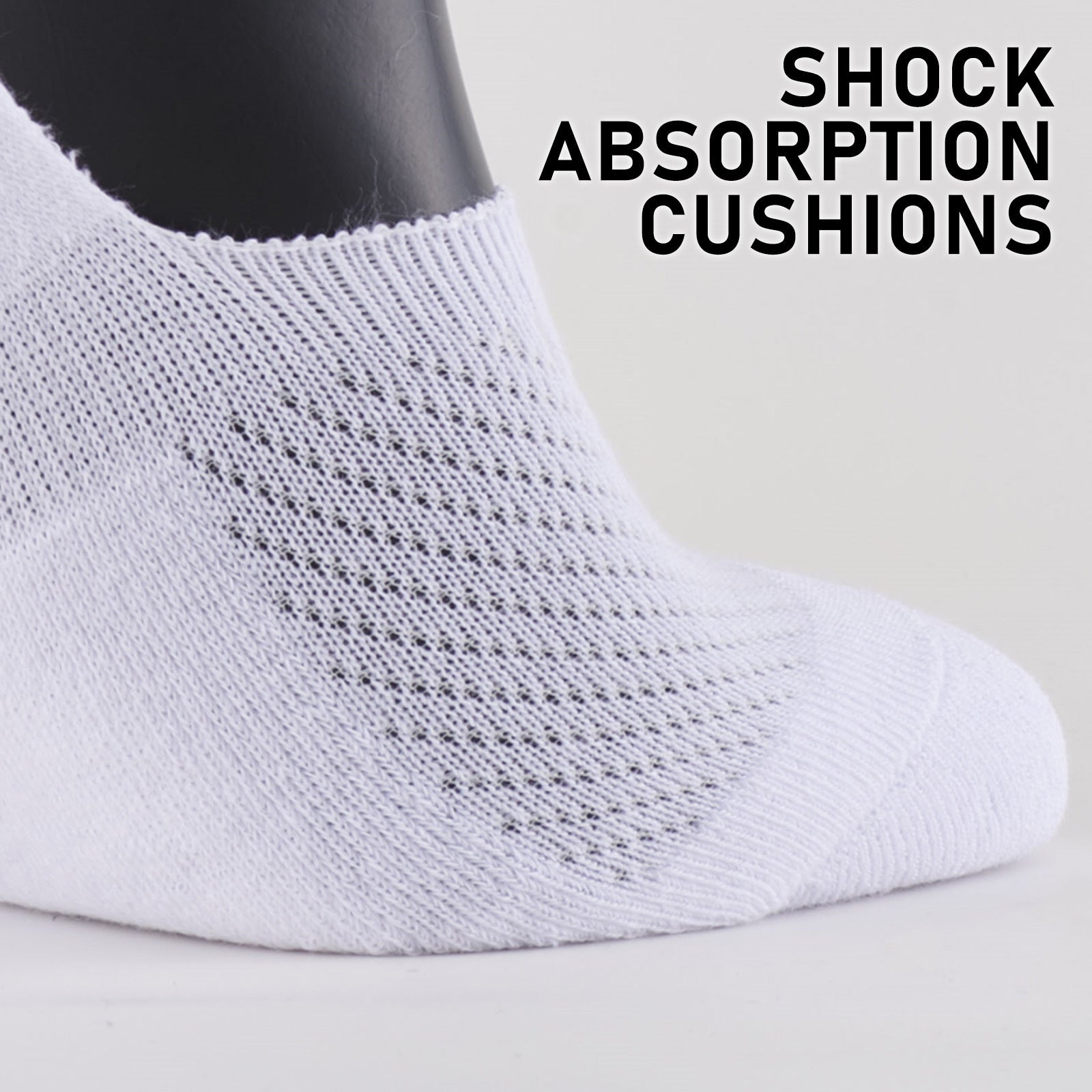 3X Rexy Cushion No Show Ankle Socks Medium Non-Slip Breathable WHITE