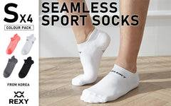 4X Rexy Seamless Sport Sneakers Socks Small Non-Slip Heel Tab MULTI COLOUR