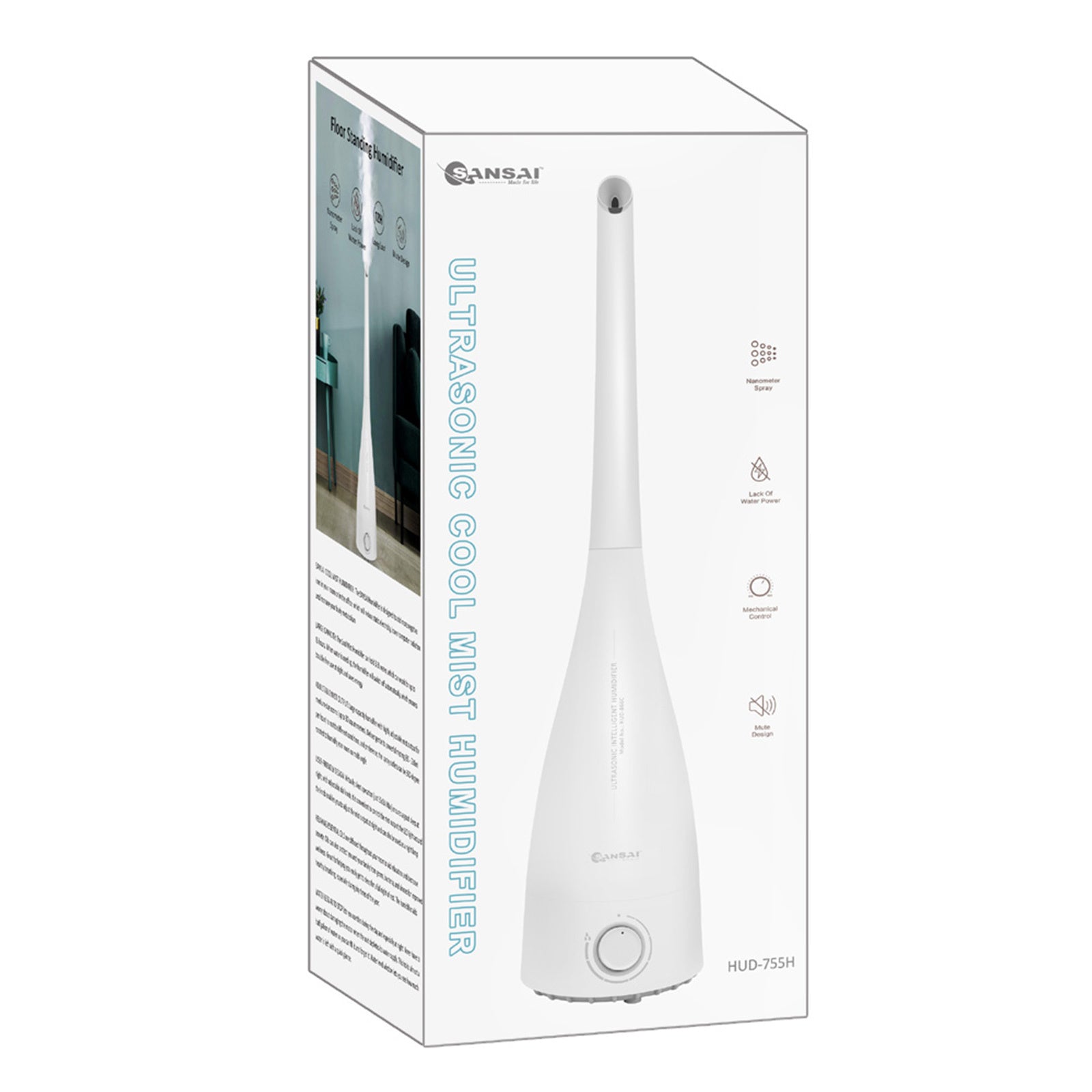 SANSAI Air Humidifier Ultrasonic Cool Mist 3.3L WHITE