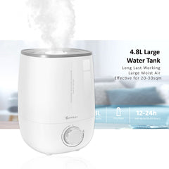 SANSAI Air Humidifier Ultrasonic Cool Mist 4.8L WHITE