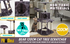 Cat Tree Multi Level Scratcher BEAR 120cm GREY