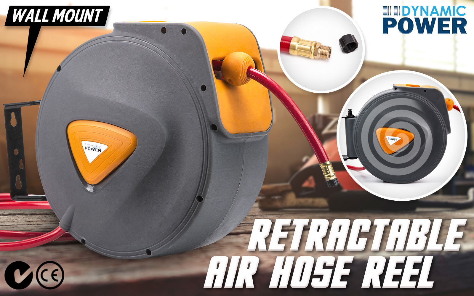 Automotive Air Hose Retractable Reel Wall Mounted 20m