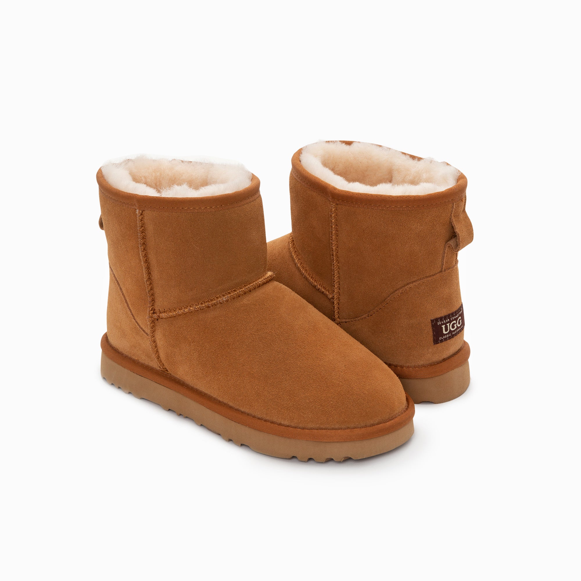 Ugg Boots Genuine Australian Sheepskin Unisex Mini Classic Suede (Chestnut, EU35)