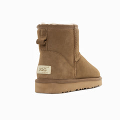 Ugg Boots Genuine Australian Sheepskin Unisex Mini Classic Suede (Olive, EU37)