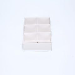 10 Pack of White Card Chocolate Sweet Soap Product Reatail Gift Box - 6 Bay Compartments - Clear Slide On Lid - 12x8x3cm