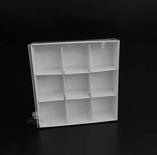 10 Pack of White Card Chocolate Sweet Soap Product Reatail Gift Box - 9 bay 4x4x3cm Compartments  - Clear Slide On Lid - 12x12x3cm