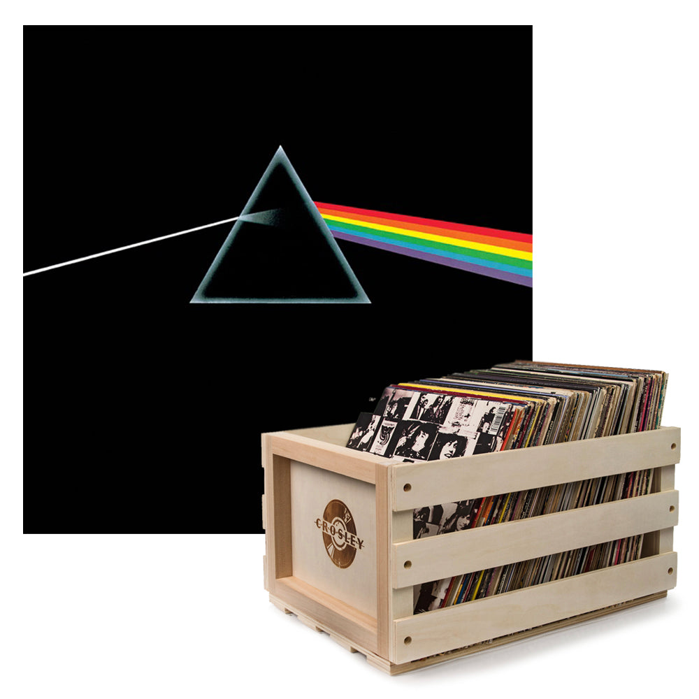 Crosley Record Storage Crate Pink Floyd The Dark Side Of The Moon Vinyl Album Bundle