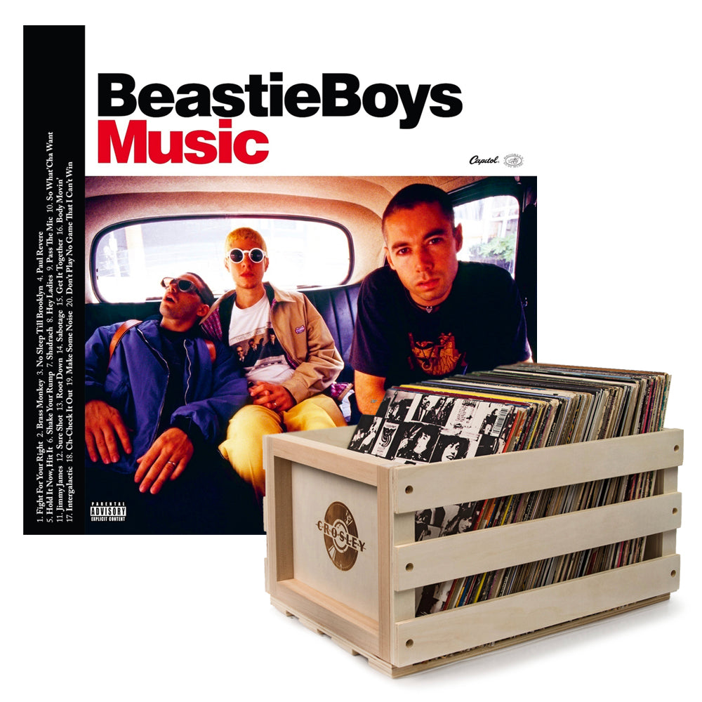 Crosley Record Storage Crate & Beastie Boys - Beastie Boys Music - 2Lp Vinyl Album Bundle