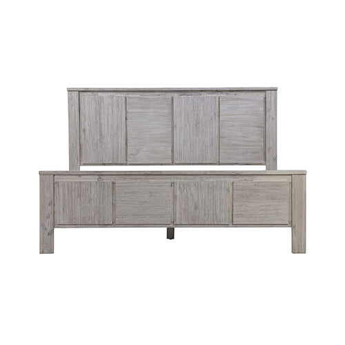 Queen Size Bed Frame with Solid Acacia Wood Veneered Construction in White Ash Colour