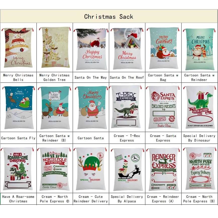 Large Christmas XMAS Hessian Santa Sack Stocking Bag Reindeer Children Gifts Bag, Red - Reindeer Express Delivery