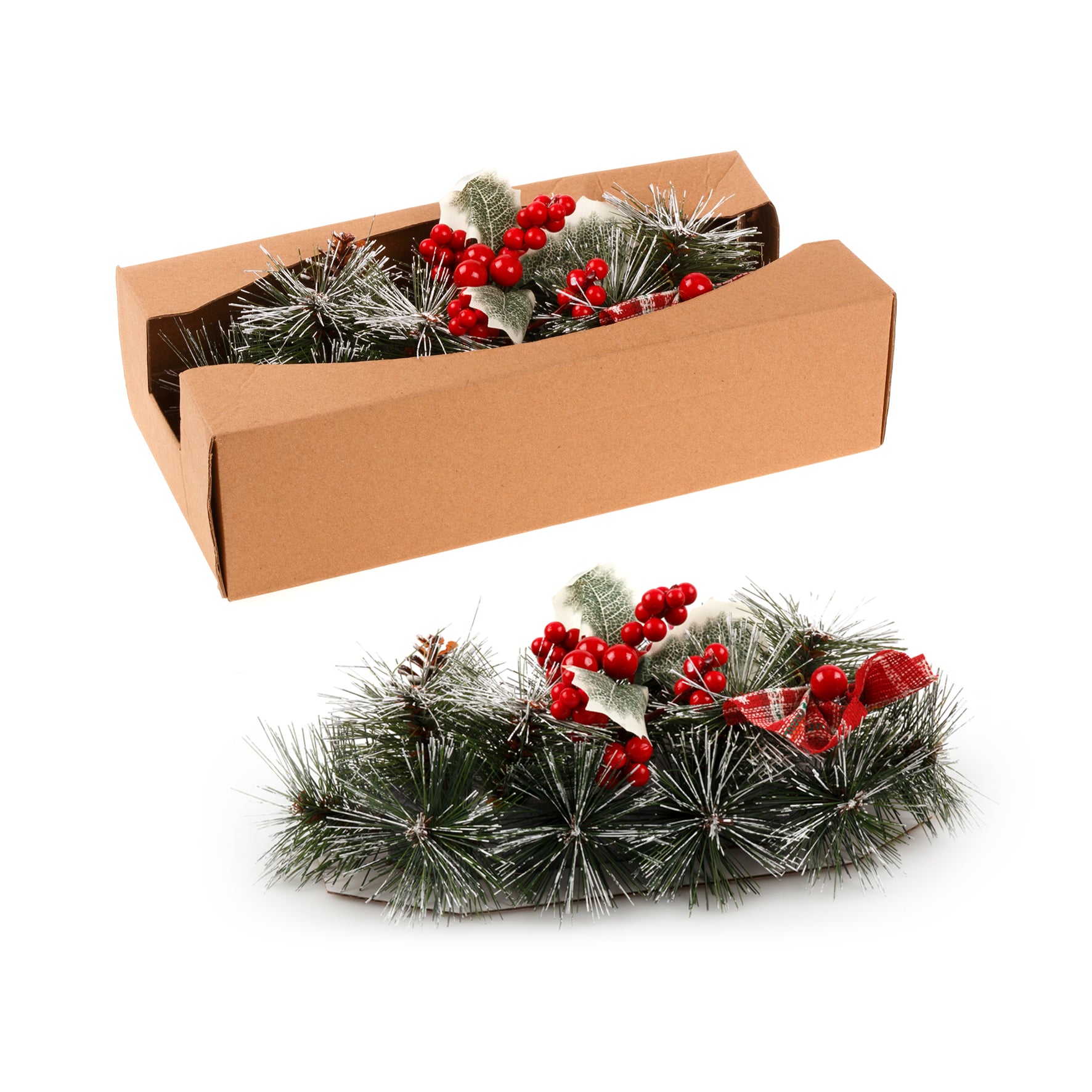 Christmas Floral Table Arrangements Red Berries Pine Cones Flowers Decorations, Small (Set of 2)