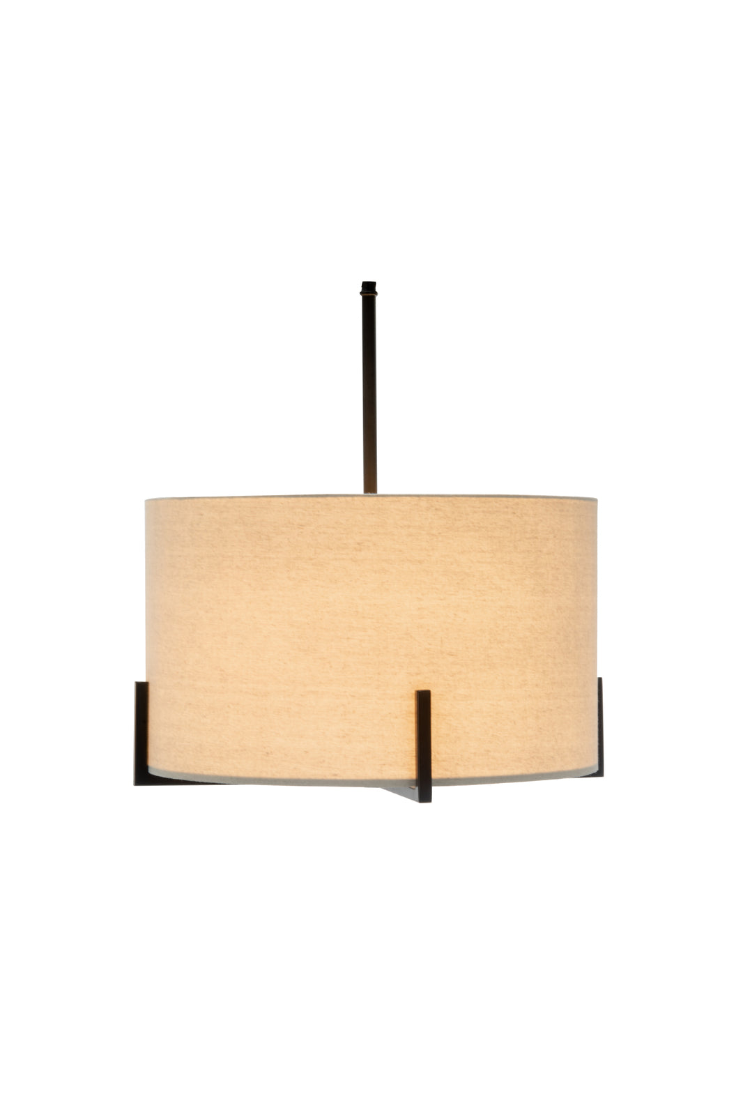 Modern Scandi Metal Hanging Pendant Lamp w/ Linen Shade Light - Matte Black