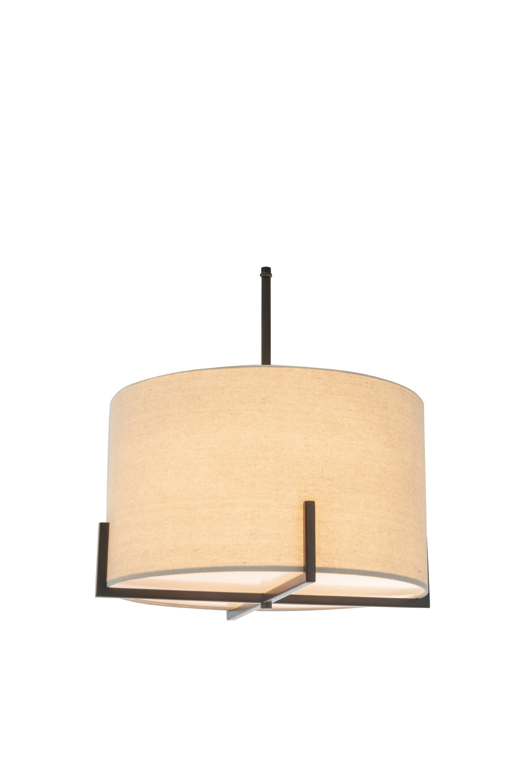 Modern Scandi Metal Hanging Pendant Lamp w/ Linen Shade Light - Matte Black