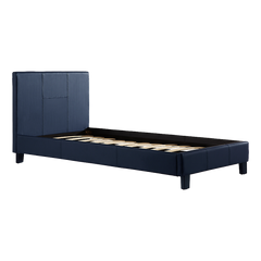 Single PU Leather Bed Frame Blue