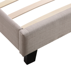 Queen Linen Fabric Bed Frame Beige