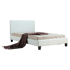 King Single PU Leather Bed Frame White