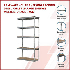 1.8M Warehouse Shelving Racking Steel Pallet Garage Shelves Metal Storage Rack