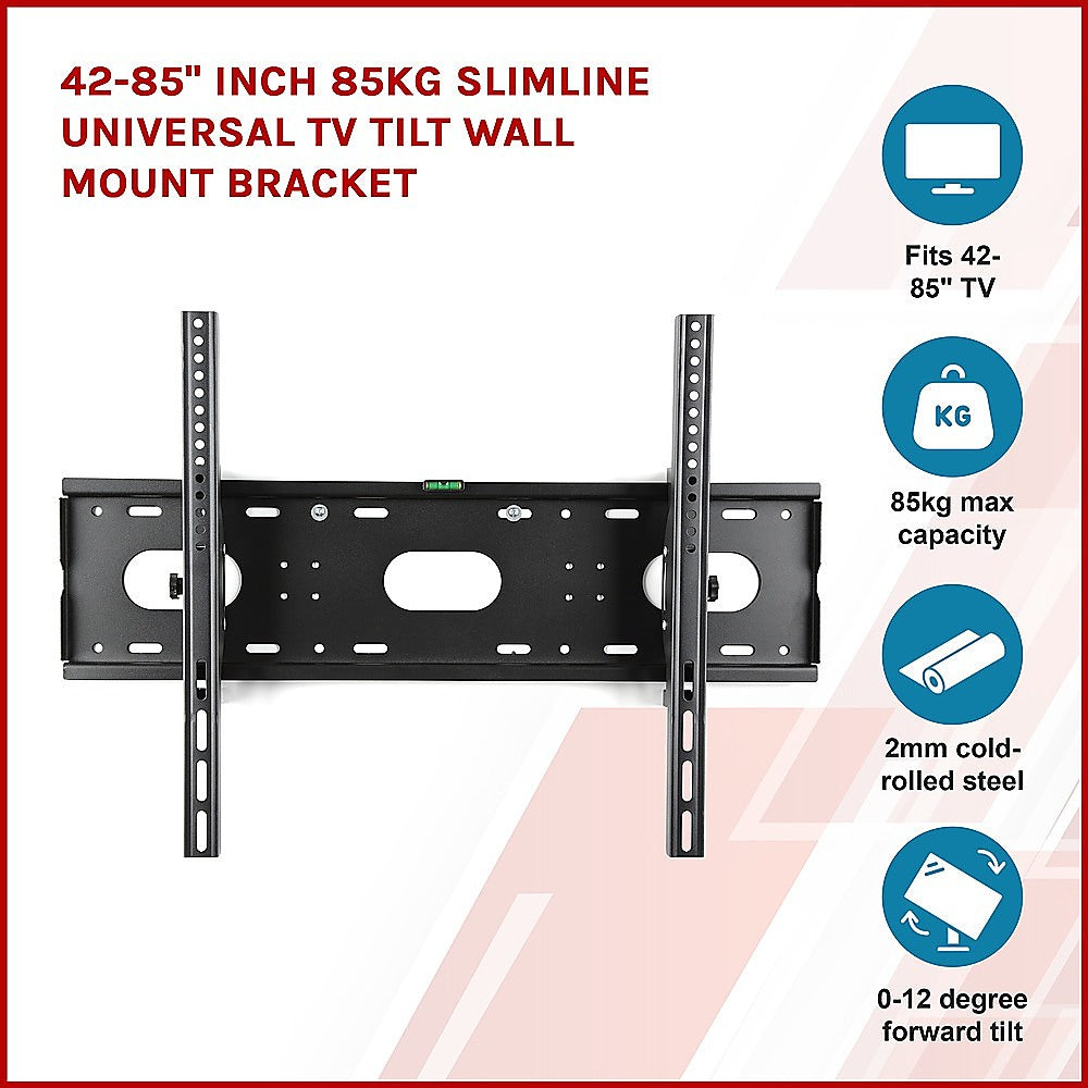 42-85" Inch 85kg Slimline Universal TV Tilt Wall Mount Bracket