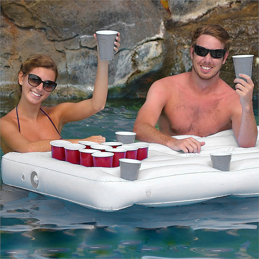 Big PVC Inflatable Beer Pong Raft Floating Pool Party Pong Game Table Lounge Toy