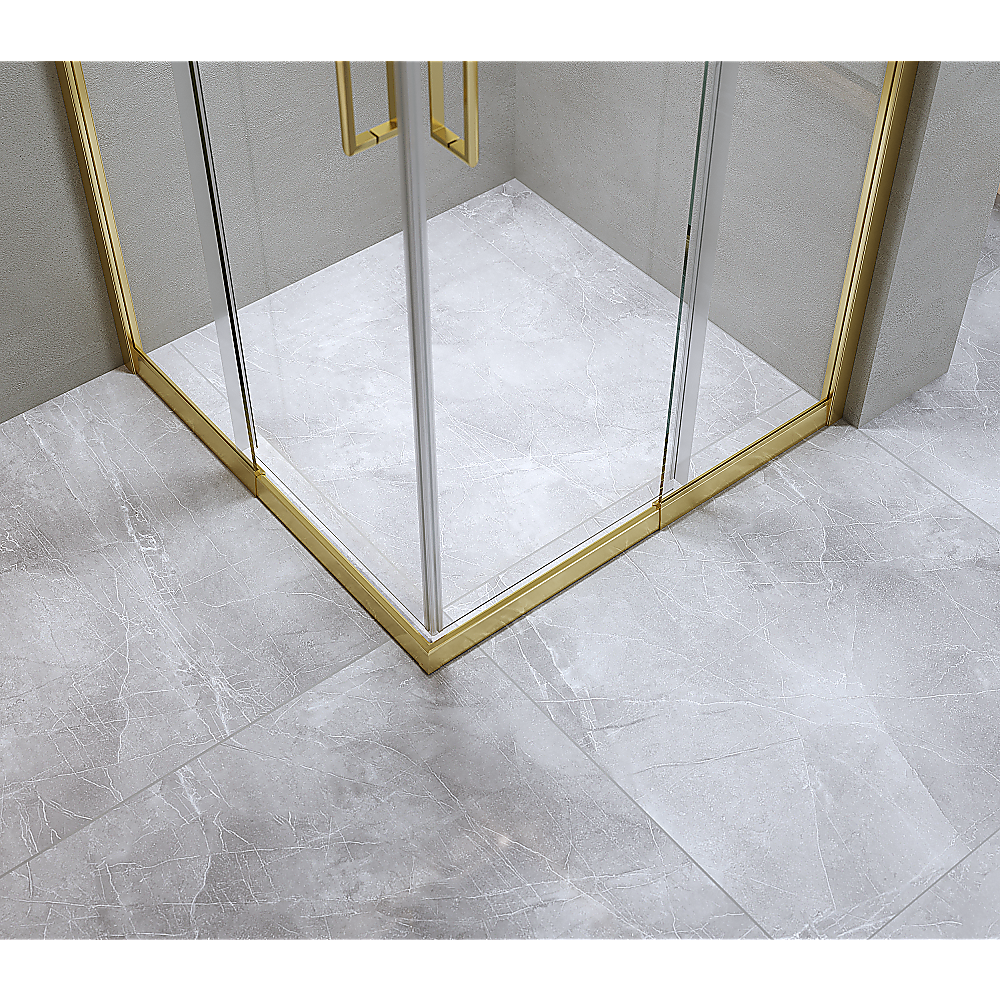 Adjustable 1000x1000mm Double Sliding Door Glass Shower Screen in Gold