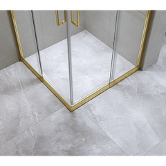 Adjustable 1100x1000mm Double Sliding Door Glass Shower Screen in Gold