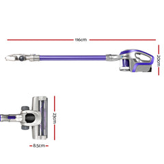 Devanti Stick Vacuum Cleaner Cordless HEPA Filter Purple 150W