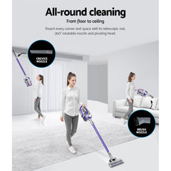Devanti Stick Vacuum Cleaner Cordless HEPA Filter Purple 150W