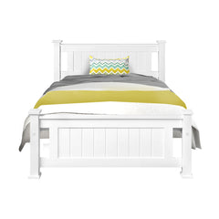 King Single Wooden Bed Frame - White