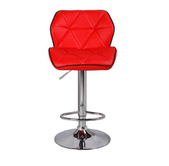 2X Red Bar Stools Faux Leather Mid High Back Adjustable Crome Base Gas Lift Swivel Chairs